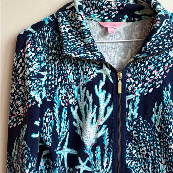 Lilly Pulitzer Bright Navy Good Reef Leona Zip-Up Jacket - Picture 2 of 4